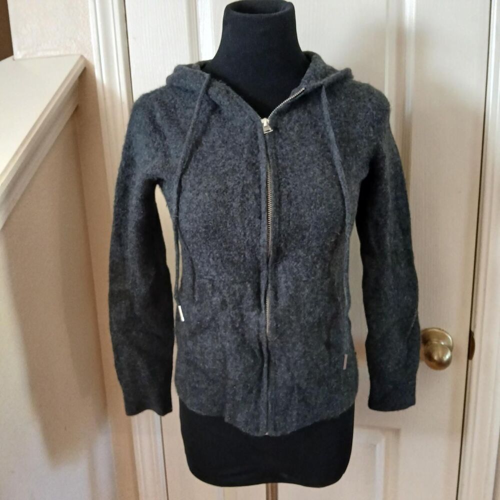 Quince Gray 100% Mongolian Cashmere Full-Zip Hoodie S Quiet Luxury Minimalist